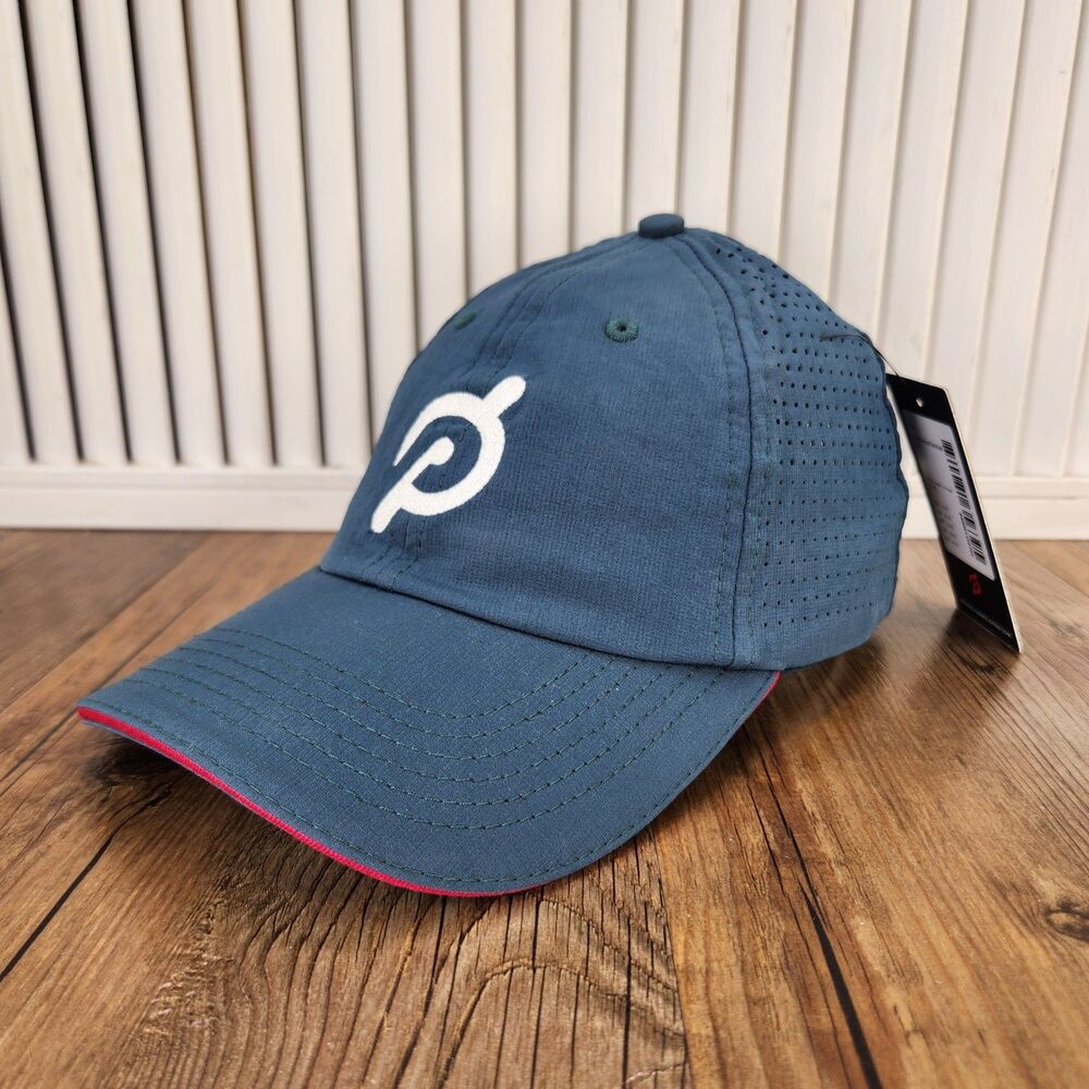 Peloton Running Hat Blue Perforated Performance Strapback Athletic Sports Cap